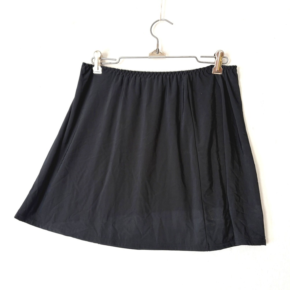 Olga Vintage Black Mini Half Slip Skirt Side Slit Elastic Waist 12409S XL 87
